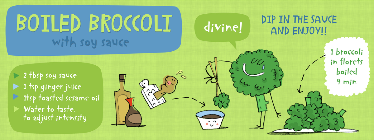 Boiled broccoli with soy sauce by Monse Fransoy