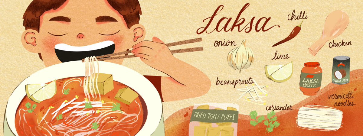 Fragrant Creamy Coconut Laksa Broth with Vermicelli by Stella Hong