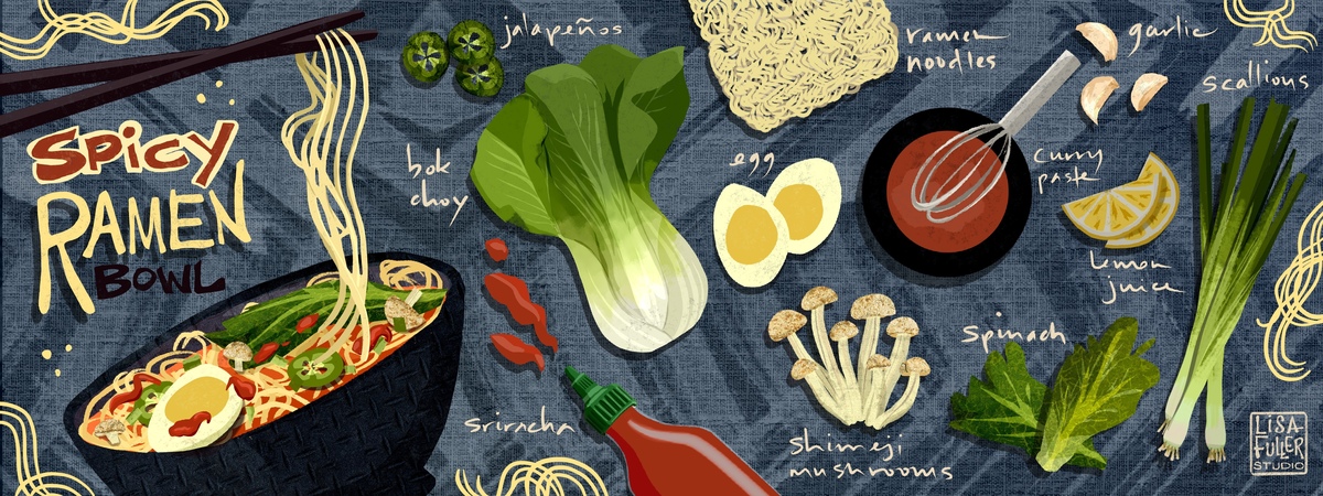 Spicy Ramen Bowl by LisaFullerStudio