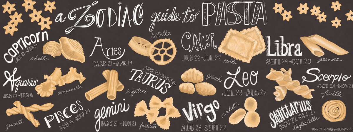 Zodiac Guide to Pasta by WendyHB Illustration