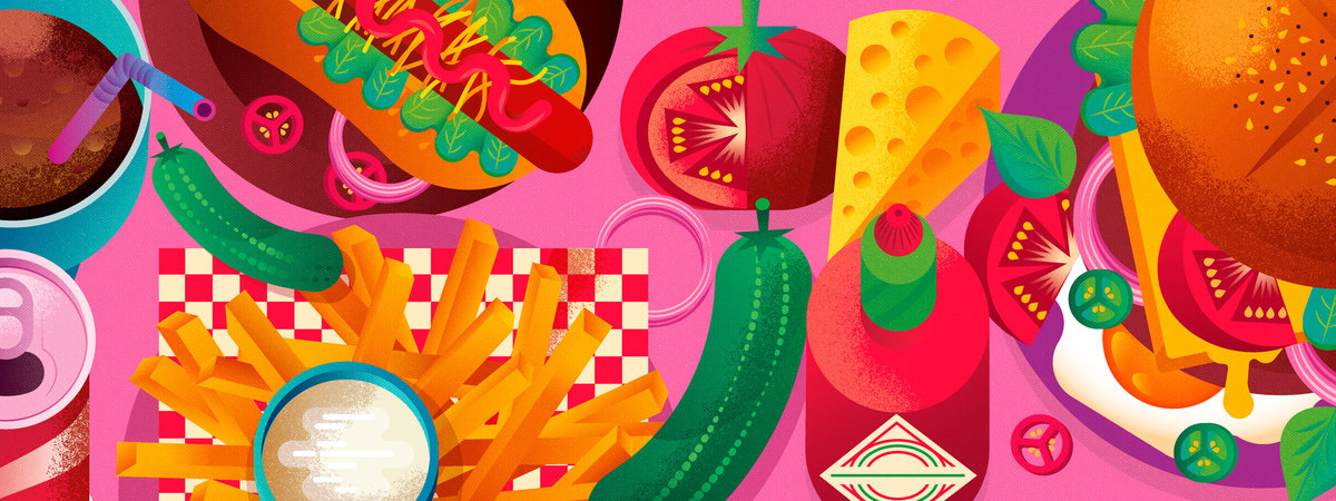 American Food illustration by Rebombo Estudio