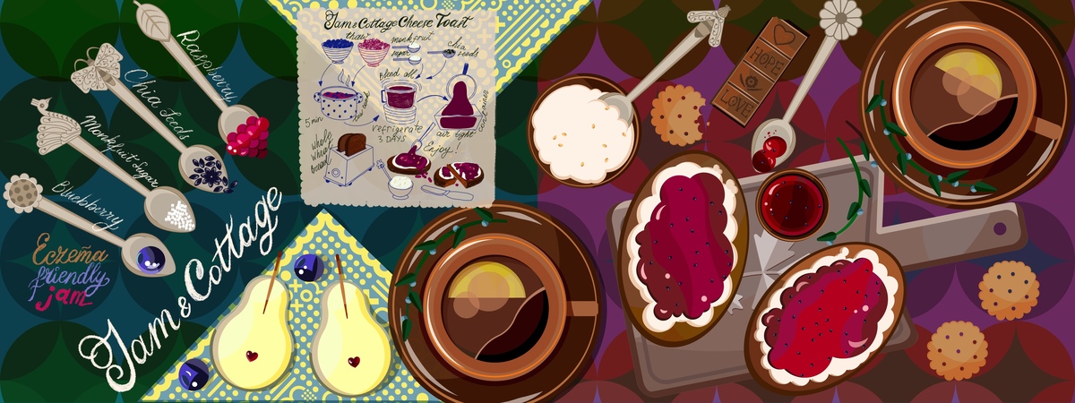 Jam and Cottage Cheese Toast by mokkinbirdsong