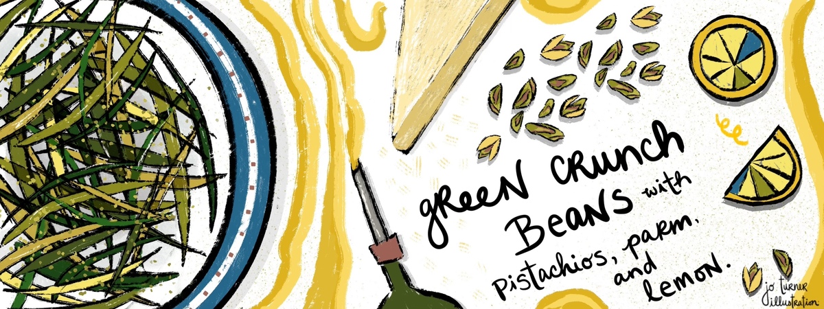 Green. Crunch. Beans. (My happy meal!) by joturnerillustration