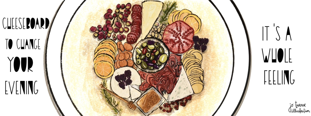 A cheeseboard to change your evening by joturnerillustration