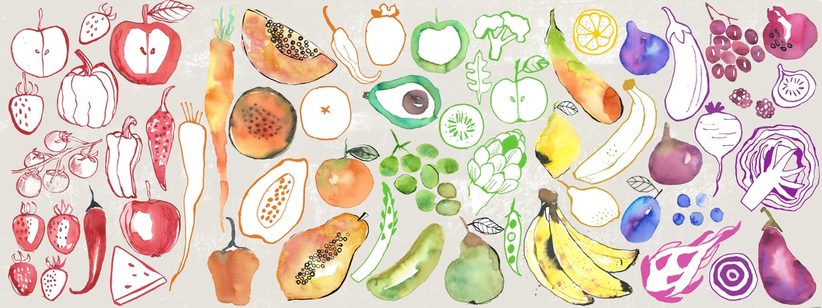 Rainbow fruits and veg by Art by Ashlesha