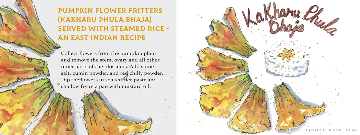 Kakharu Phula Bhaja (Pumpkin Flower Fritters) by Seema Misra