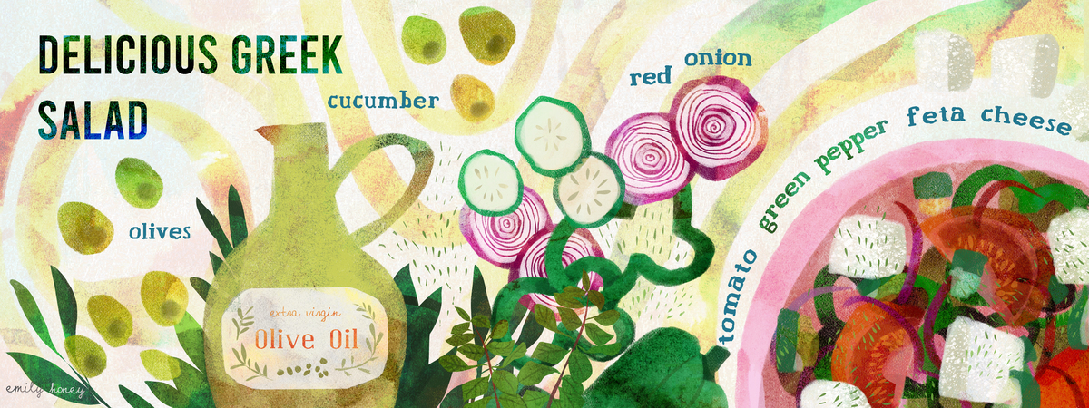 Delicious Greek Salad by Emily Honey Illustration