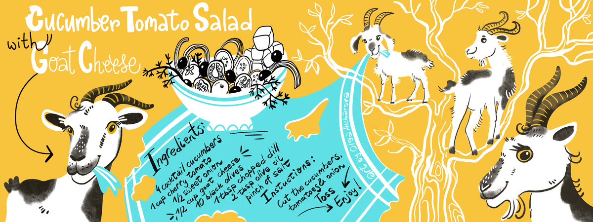 A Salad and Goats. Mostly Goats by Olga Akbarova
