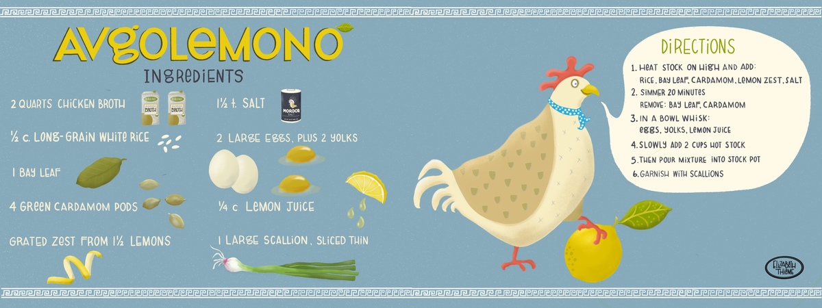 Avgolemono Soup by Elizabeth Thieme Illustration