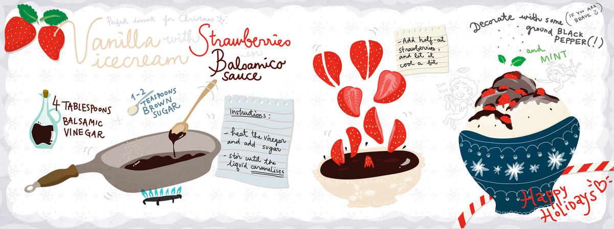 Vanilla Ice Cream with Strawberries in Balsamico Sauce by Irena Inumaru