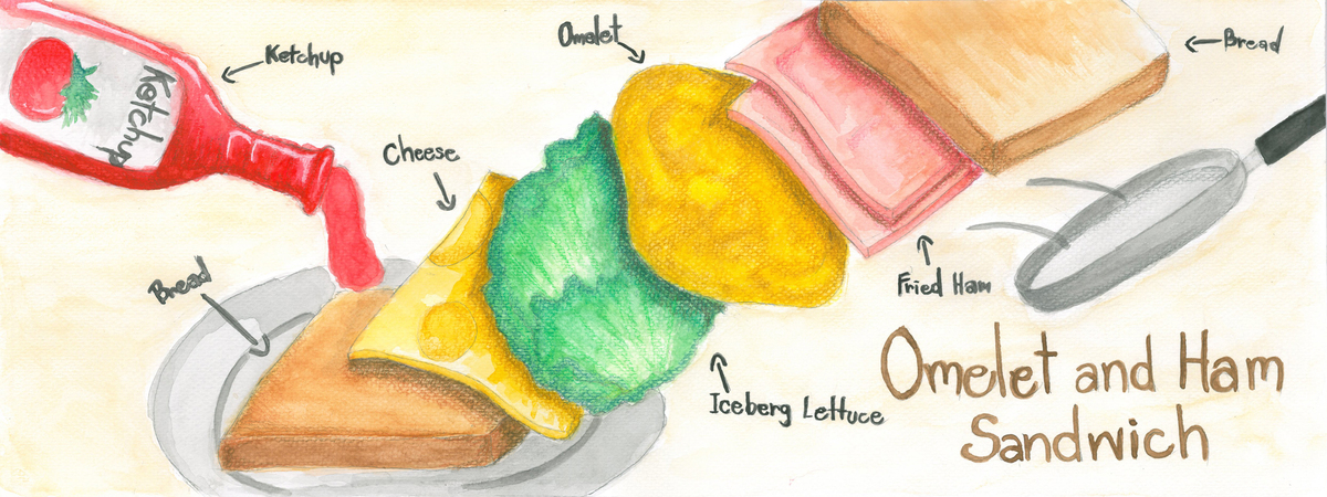 Omelet and Ham Sandwich by Yada Sangkloy
