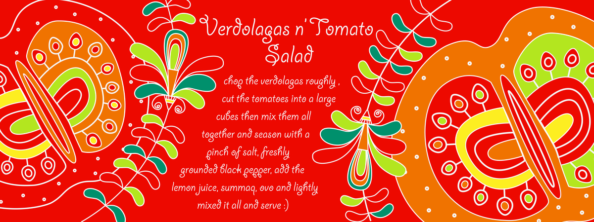 Verdolagas & Tomato Salad by Nadia Yousif