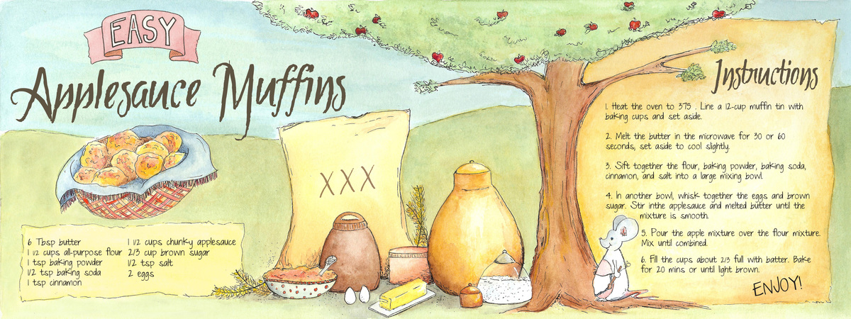 Easy Applesauce Muffins by Mallory Nall Illustration & Design LLC
