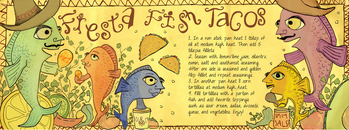 Fiesta Fish Tacos by Heather Librizzi Librizzi h 12spring illu341 warner a2 fishtaco