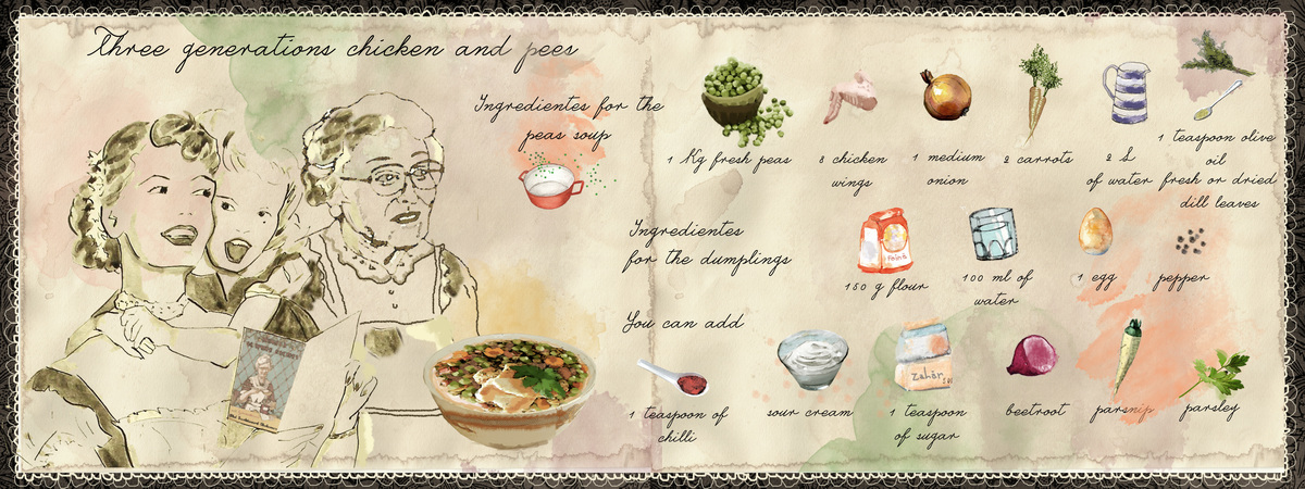 Three Generation Chicken and Peas by Alina Filipoiu