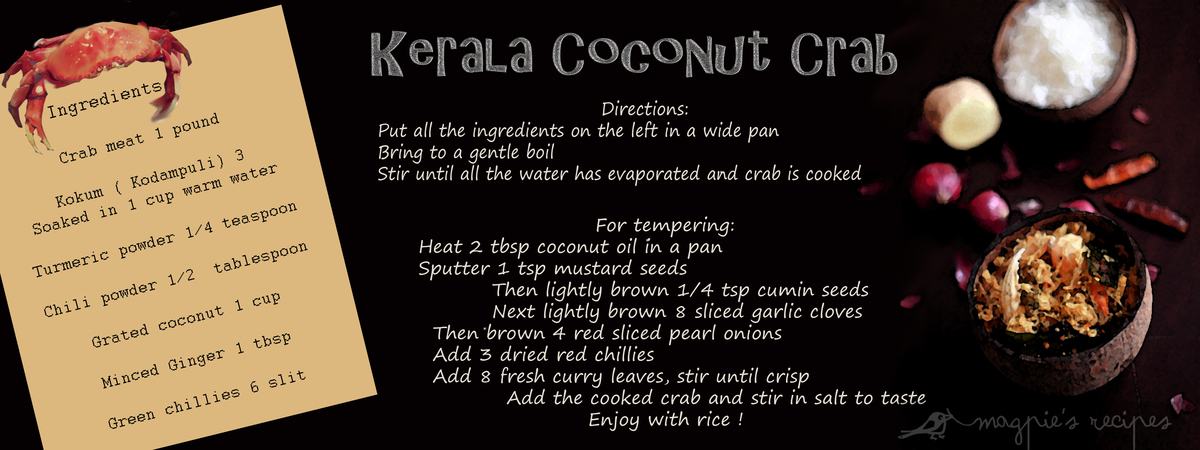 Kerala Coconut Crab by Rose Magpies Recipes