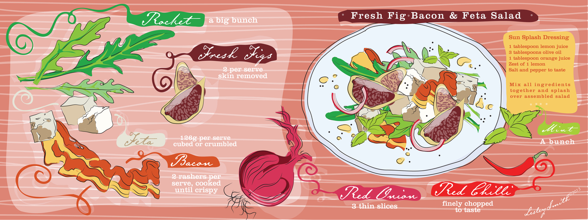 Fresh Fig Bacon & Feta Salad by Lesley Smith