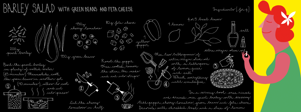 Barley Salad with Green Beans and Feta Cheese by Liuna Virardi