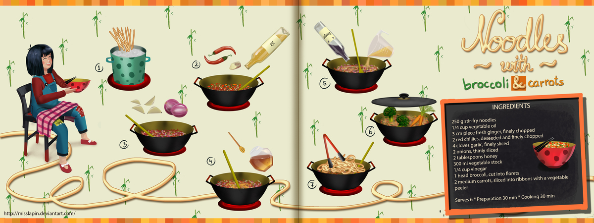 Noodles with Broccoli & Carrots by Denisa Negrea