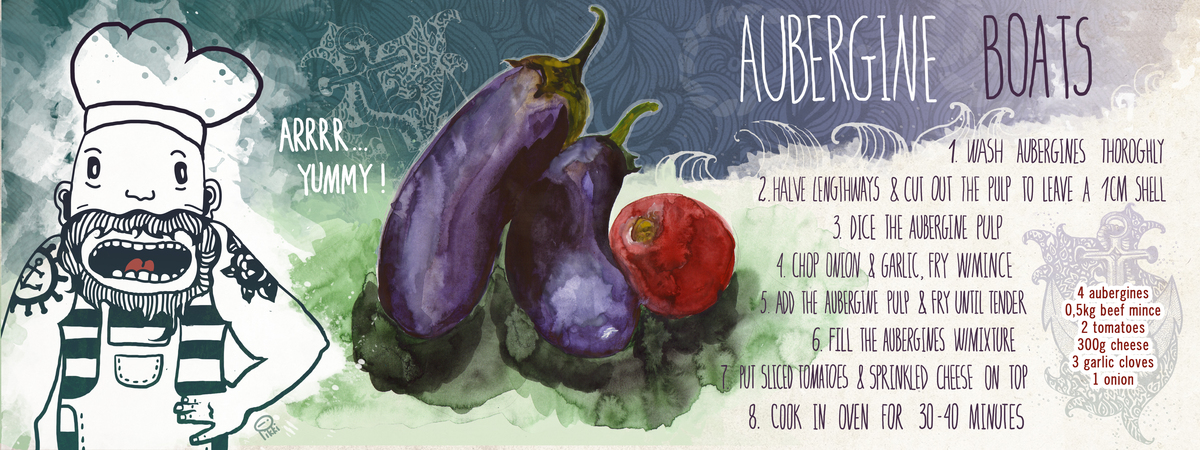 Aubergine boats by Oi Oilikki
