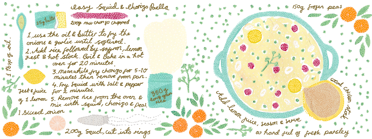 Easy Squid & Chorizo Paella by Holly Maguire
