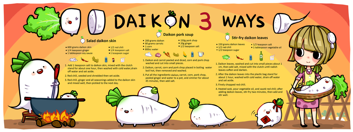 Daikon 3 ways by Cho Mabel
