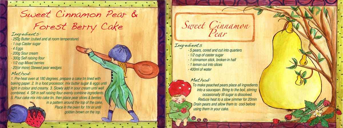 Sweet Cinnamon Pear and Forest Berry Cake by Amelia Berner