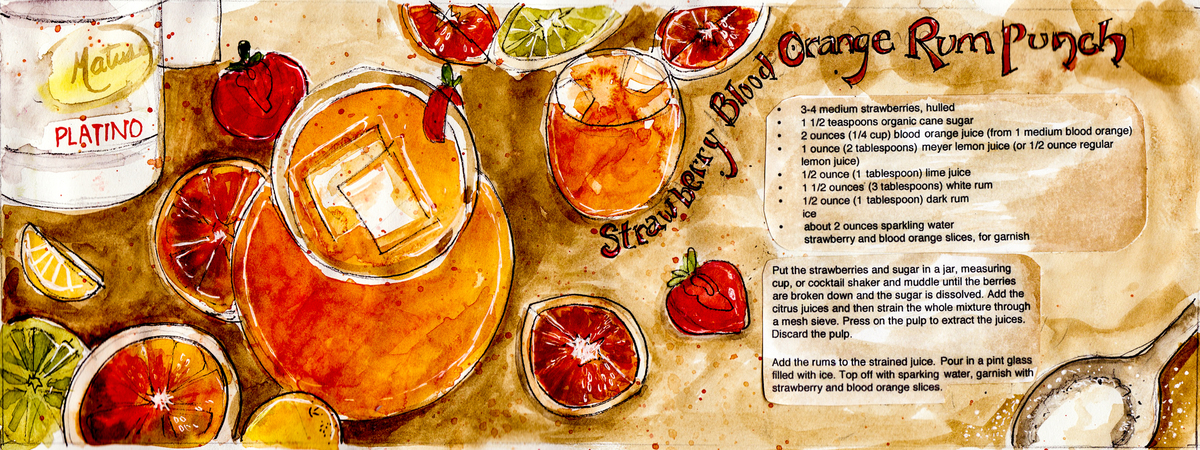 Strawberry Blood Orange Rum Punch by Christine McCloud