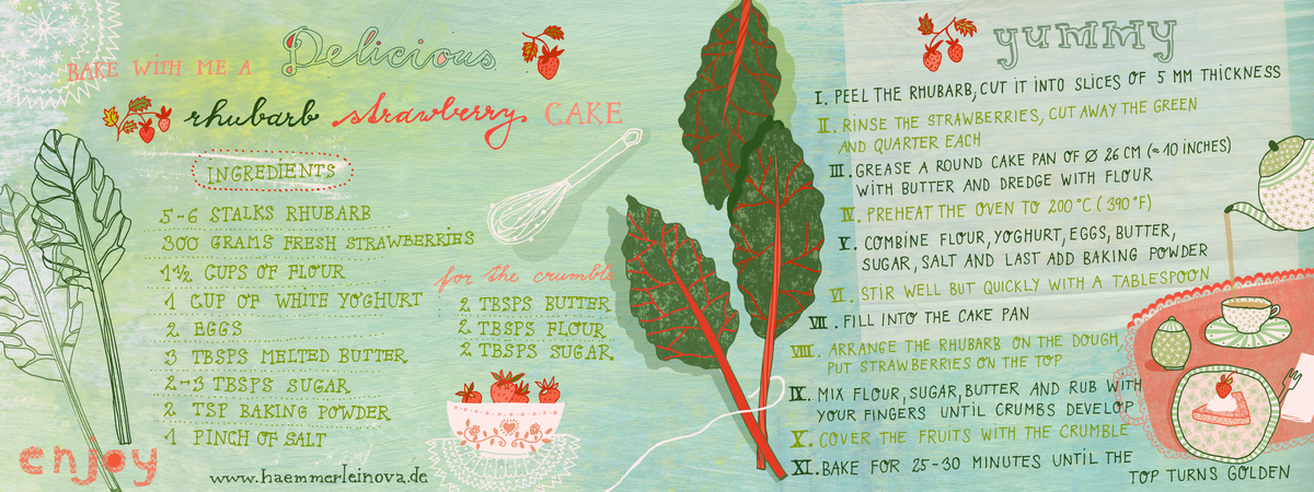 Rhubarb Strawberry Cake by Petra Hämmerleinova