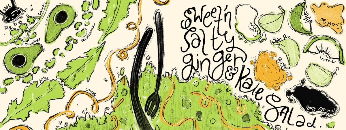 Sweet'n Salty Ginger & Kale Salad by Kathleen Martin