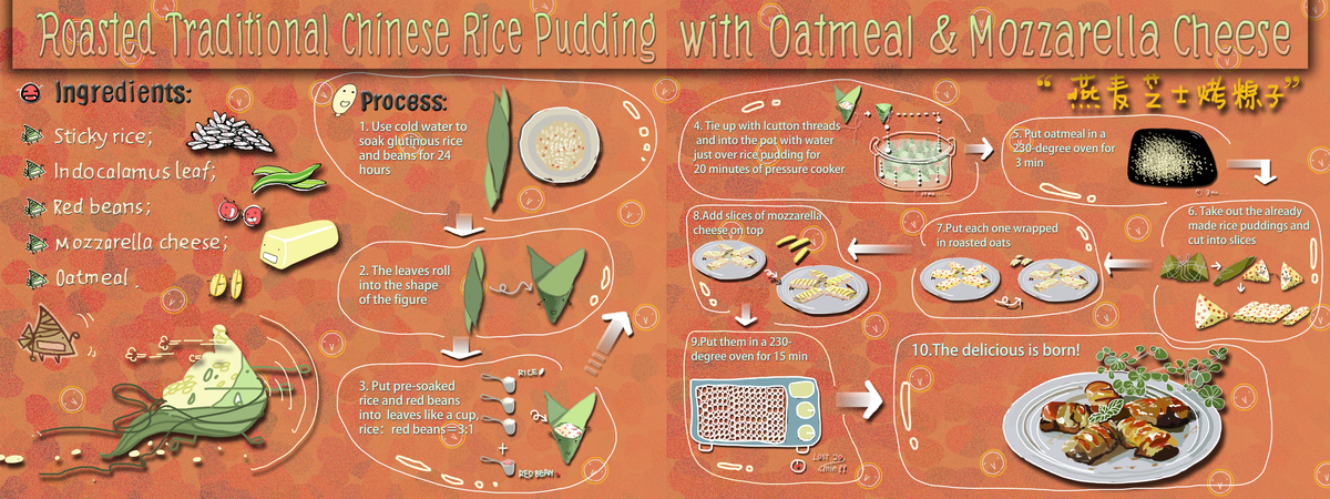Roasted Traditional Chinese Rice Pudding with Oatmeal&Mozzarella Cheese by YU LU