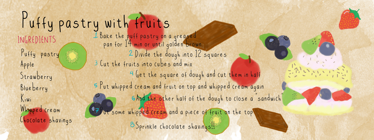 Puffy Pastry with Fruits!! by Juliana de Faria