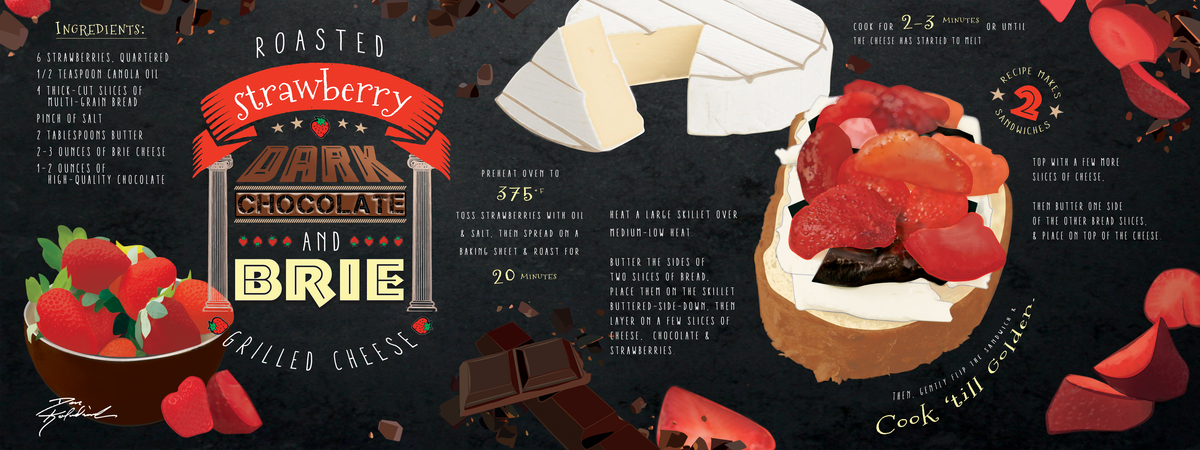 Roasted Strawberry, Dark Chocolate, & Brie Grilled Cheese by Dan Koludrovich Grilledcheese rgb