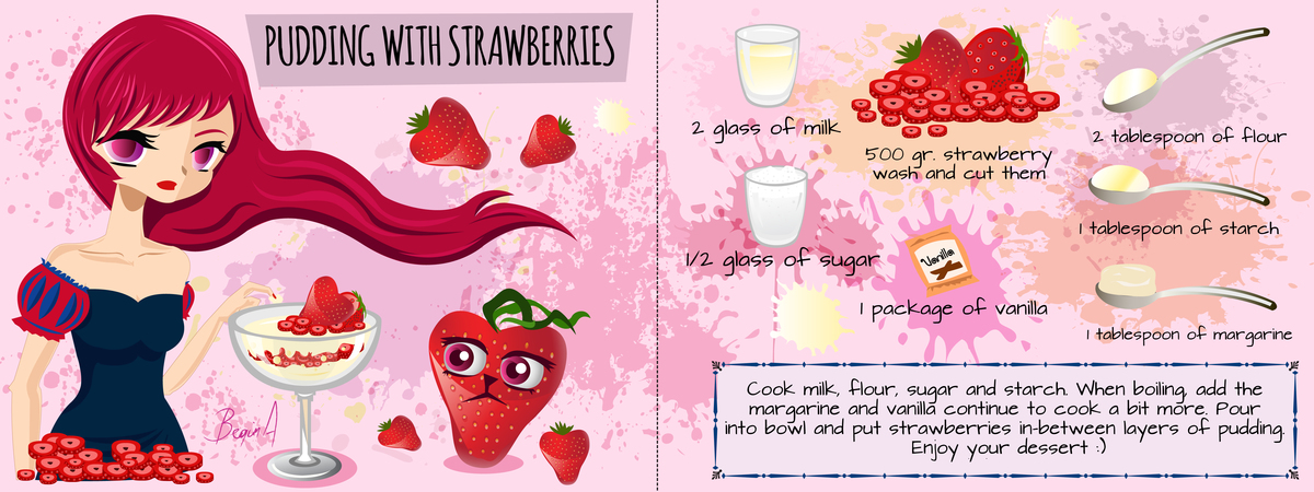 Pudding with strawberry by Begum Alev