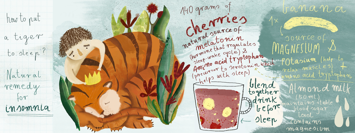 Cherry Banana Smoothie. Home remedy for Insomnia by Ewa Parówka