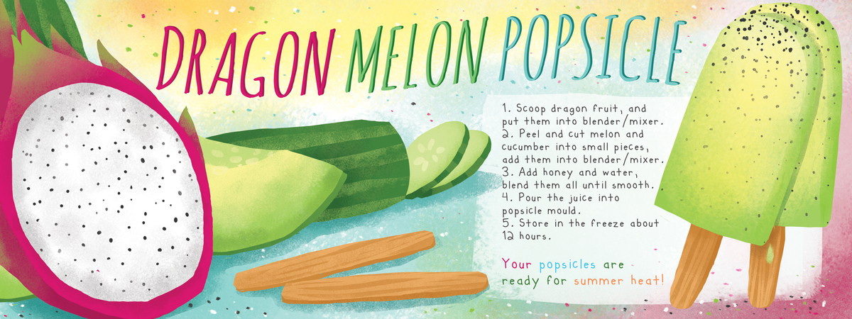 Dragon Melon Popsicle by Evelline Andrya