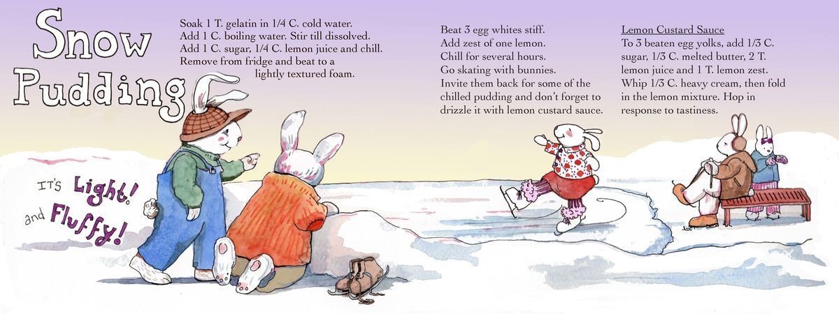 Snow Pudding with Bunnies by Karen Sandstrom