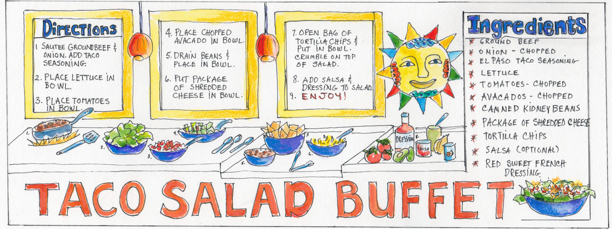 Taco Salad Buffet by Ann Sinarski Just draw it hot