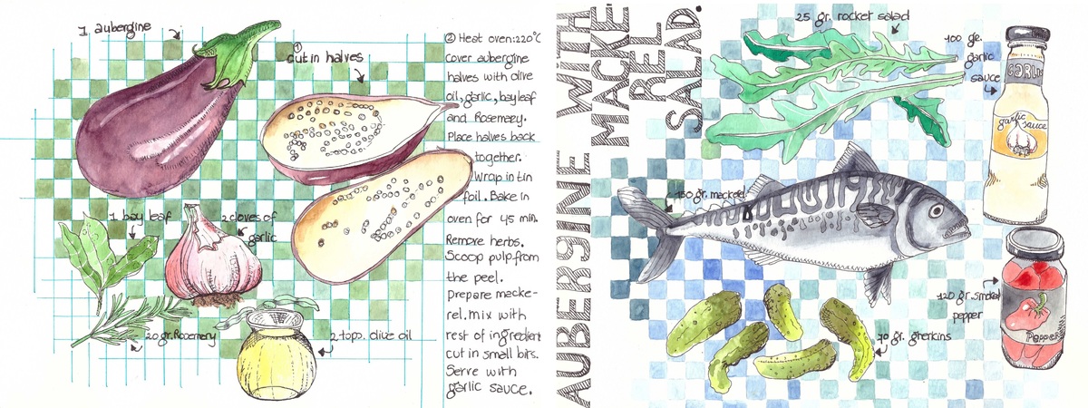 Aubergine and mackerel salad by Dorine van der Vloodt
