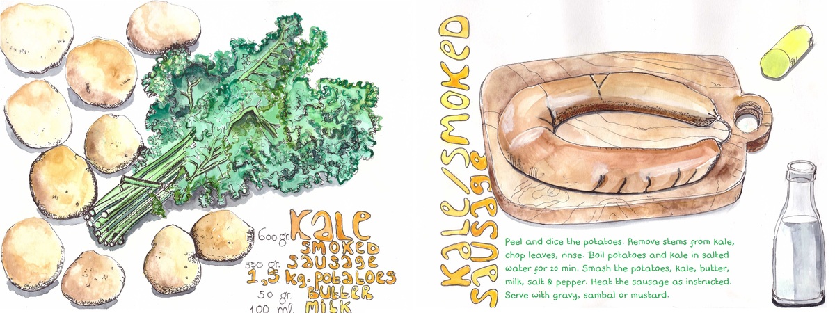 Kale/smoked sausage by Dorine van der Vloodt