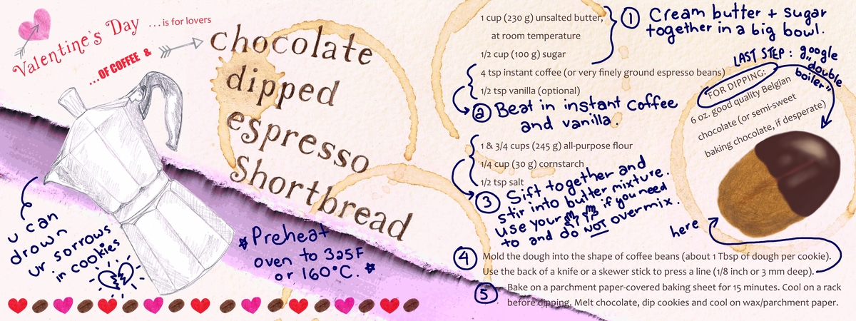 Chocolate Dipped Espresso Shortbread by Lena Umezawa