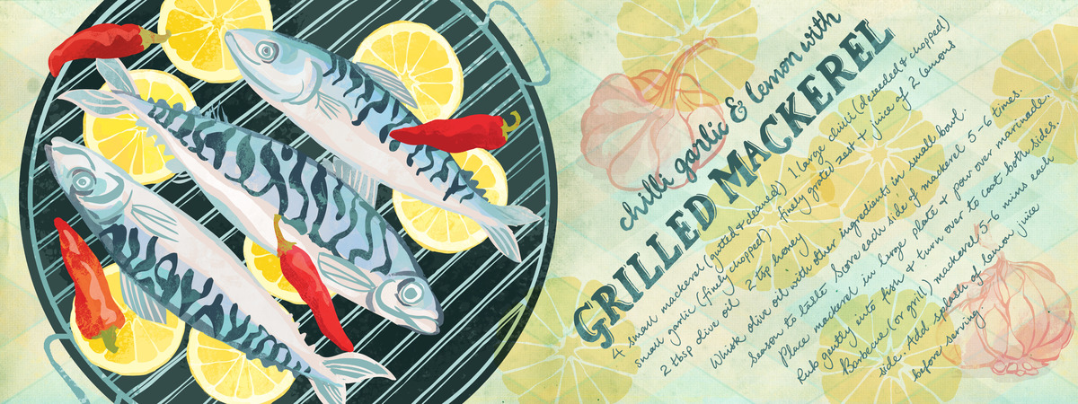 Chilli garlic & lemon Grilled Mackerel by Ohn Mar Win