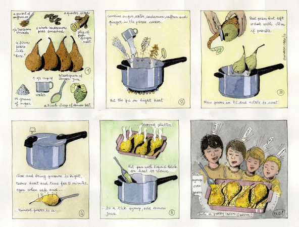 Poached Pears in Saffron Syrup (part 1) by Giovanni Cera