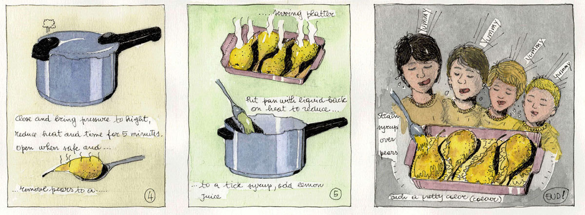 Poached Pears in Saffron Syrup (part 2) by Giovanni Cera