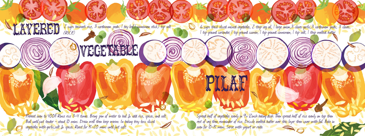 Layered Vegetable Pilaf Rice by Ohn Mar Win