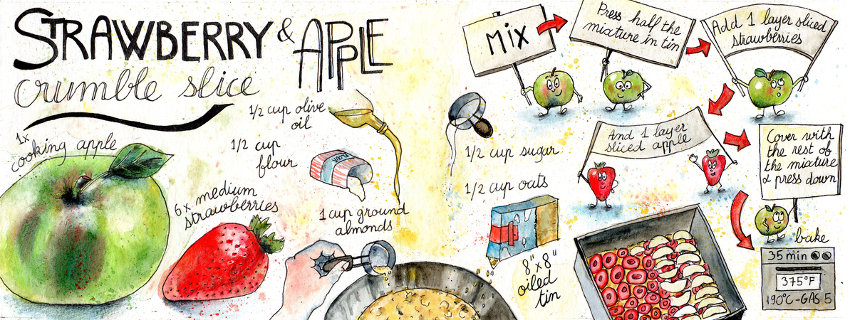 Apple and Strawberry Crumble Slice by Sophie Peanut