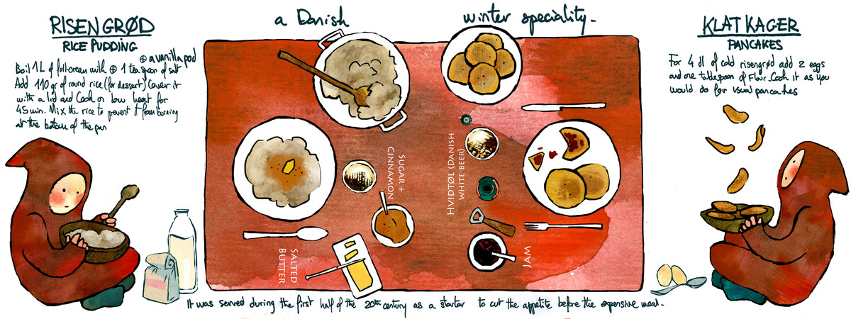 Risengrød or Rice Pudding with Pancakes by Nayla Vanderweyen Risengrod