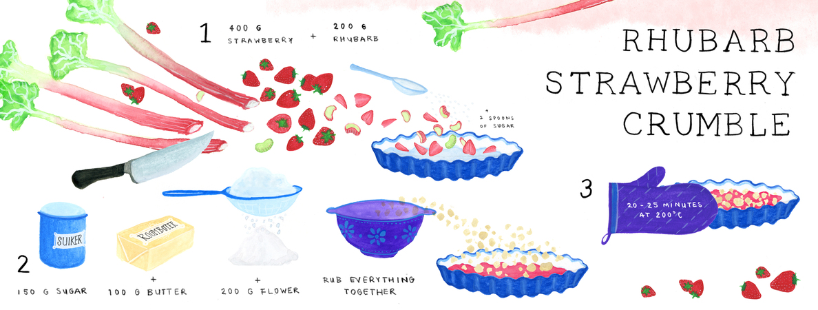Rhubarb Strawberry Crumble | Quick, Easy and jummy! by Femke Veltkamp