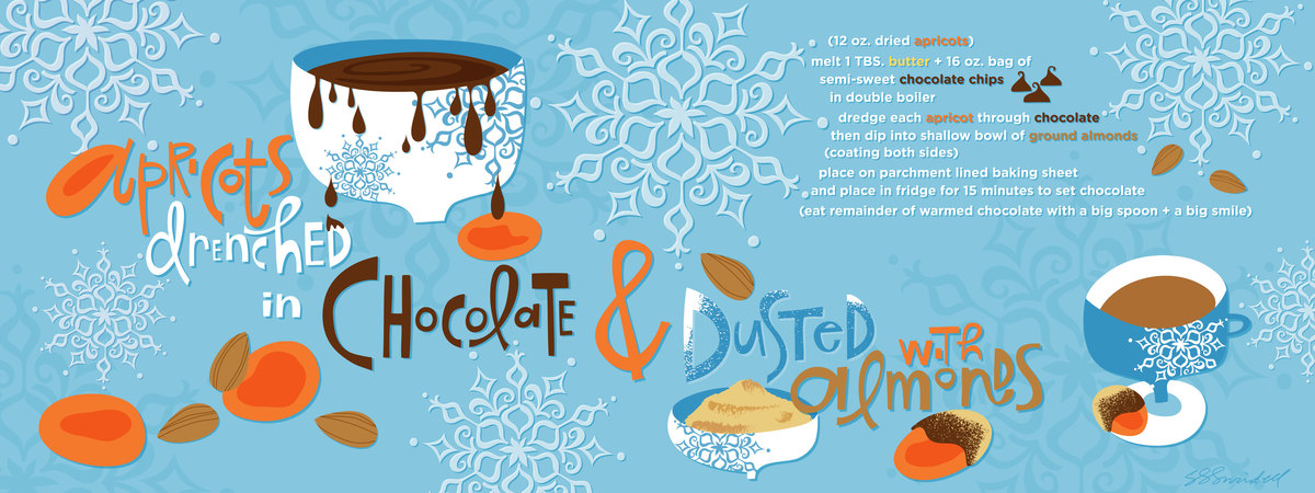 Apricots Drenched in Chocolate and Dusted with Almonds by Salli S. Swindell