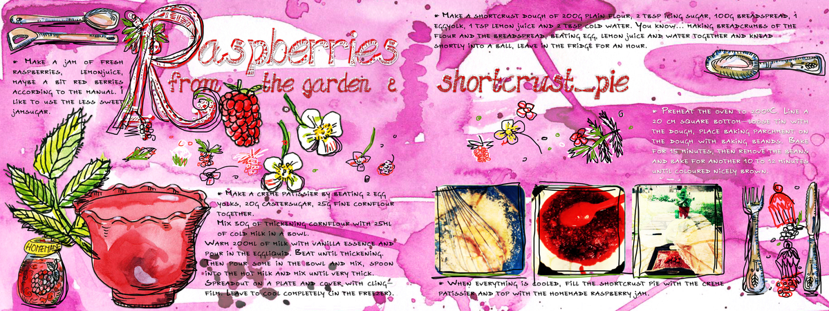 Raspberries-from-the-garden-shortcrust-pie by Pia Dirks Illustrations